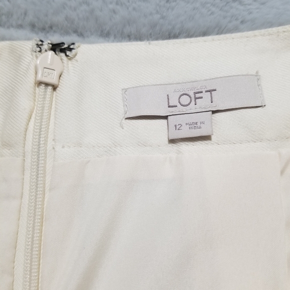 LOFT Pleated White, Grey and Black Midi Skirt Size 12 - Picture 9 of 9